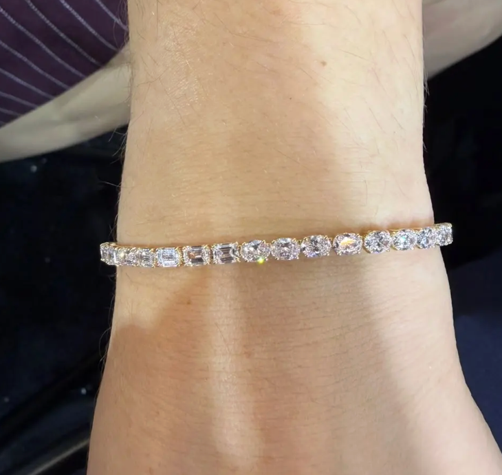 pulsera diamantes half emerald and oval