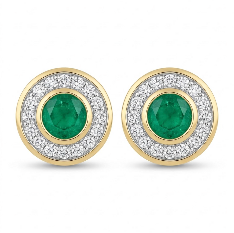 Aretes Esmeralda y diamantes