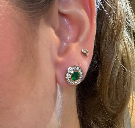 Aretes Esmeralda y diamantes