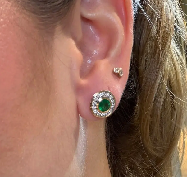 Aretes Esmeralda y diamantes