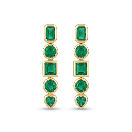 Aretes Esmeralda Colgantes