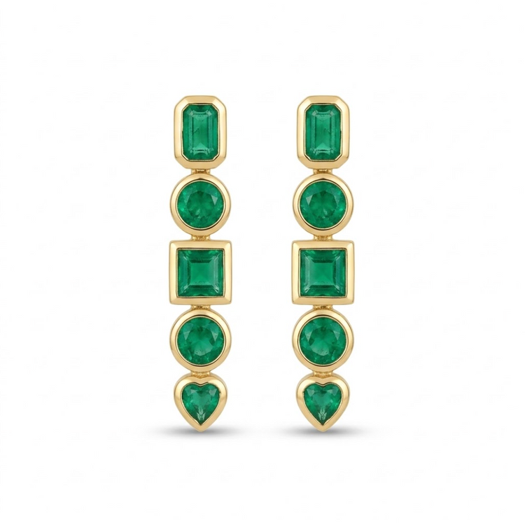 Aretes Esmeralda Colgantes