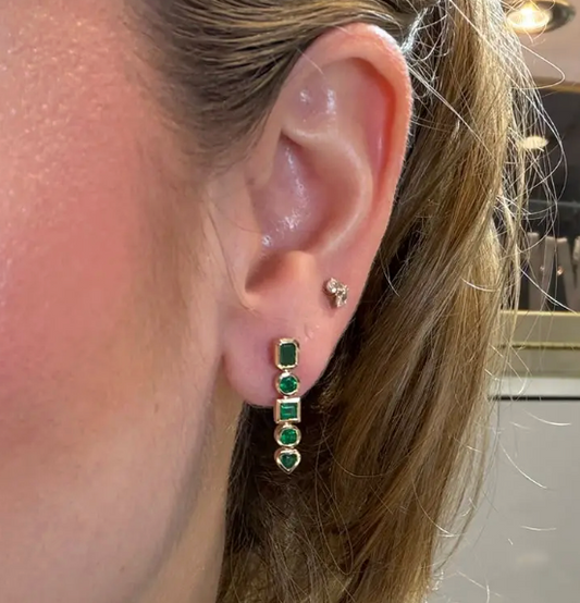 Aretes Esmeralda Colgantes