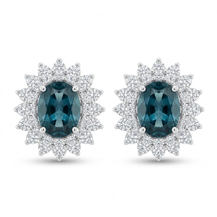 Aretes Aguamarina y diamantes