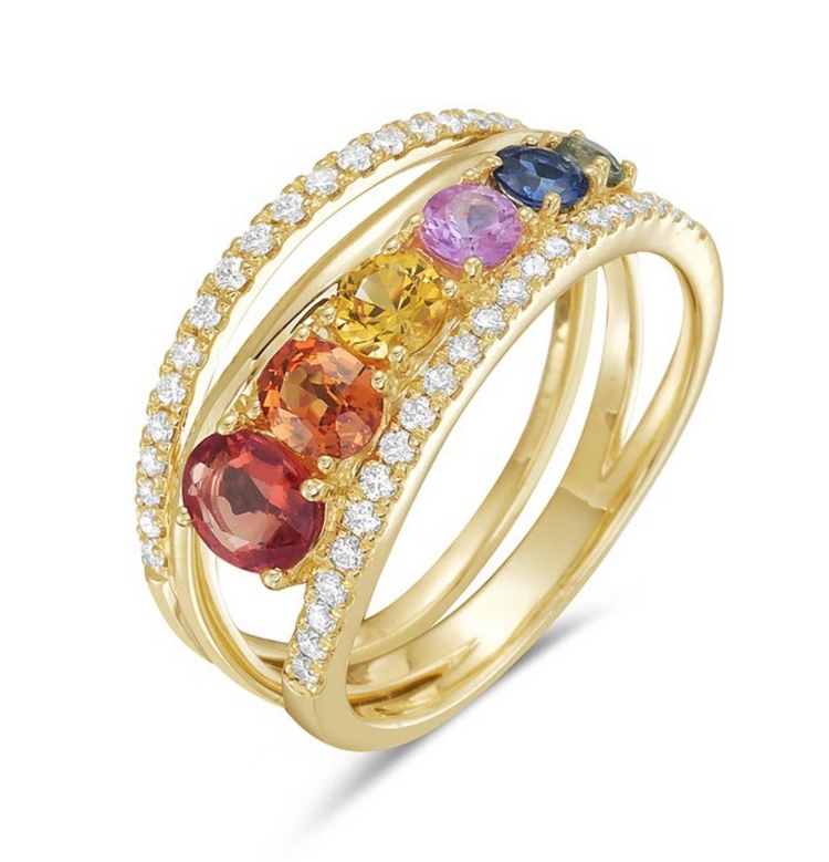 Anillo Asimétrico Zafiro Rainbow