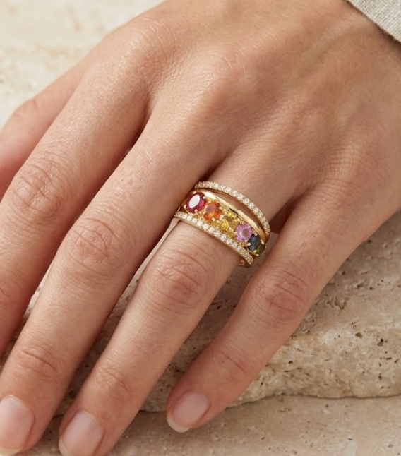 Anillo Asimétrico Zafiro Rainbow