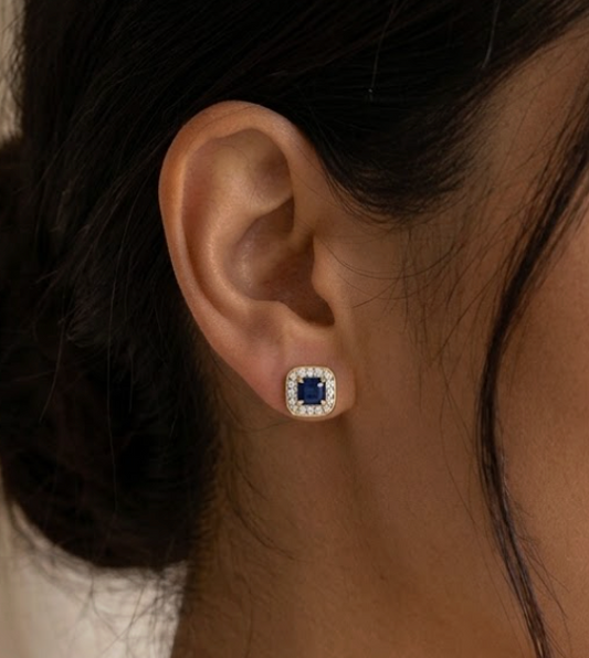 Aretes zafiros y diamantes