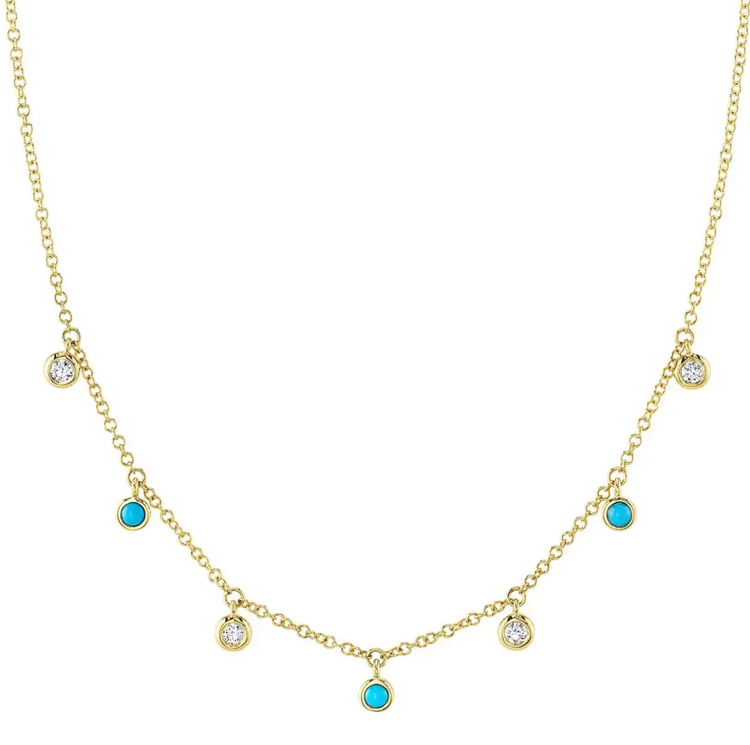 Collar diamantes y turquesas