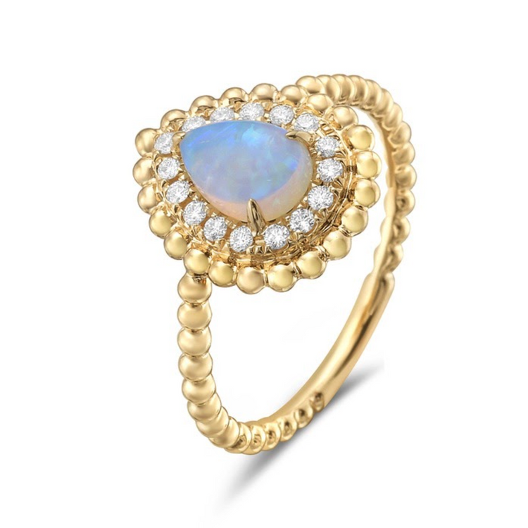 Anillo ópalo pear y diamantes