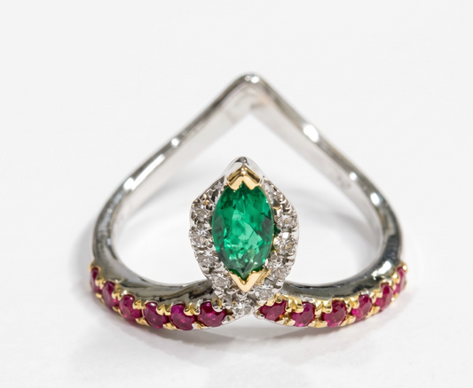 Anillo Esmeralda y Rubí