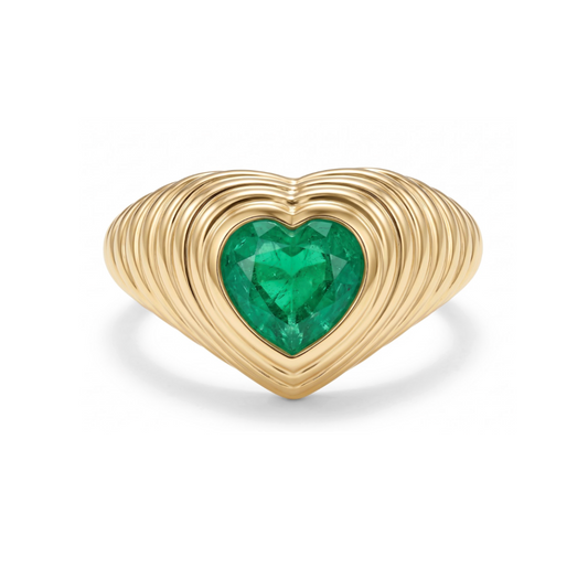 Anillo Chunky Heart Esmeralda