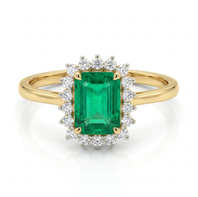 Anillo Esmeralda y diamantes