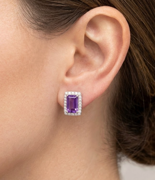 Aretes Amatista Baguette