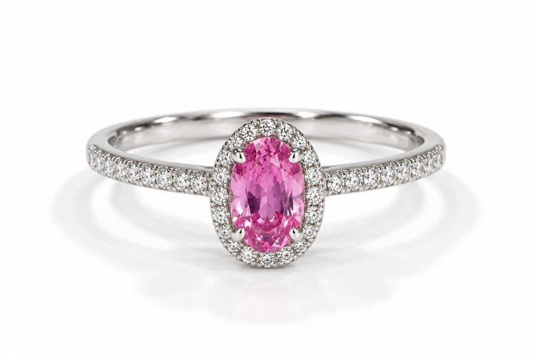 Anillo zafiro rosa