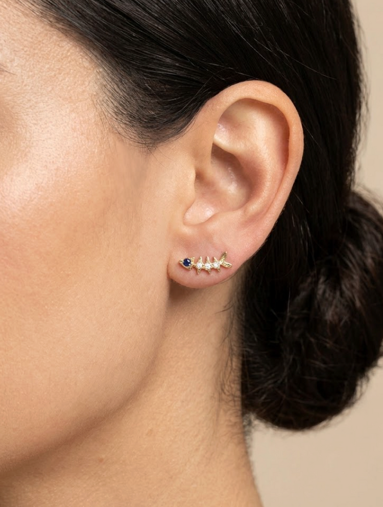 Aretes Pescado Diamantes