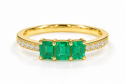 Anillo Esmeralda Tresillo