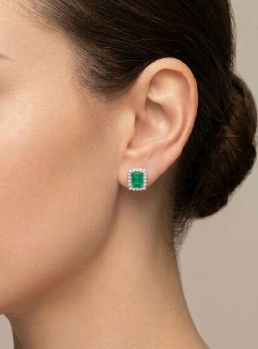 Aretes Esmeraldas y diamantes