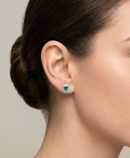 Aretes Diamantes y Esmeraldas
