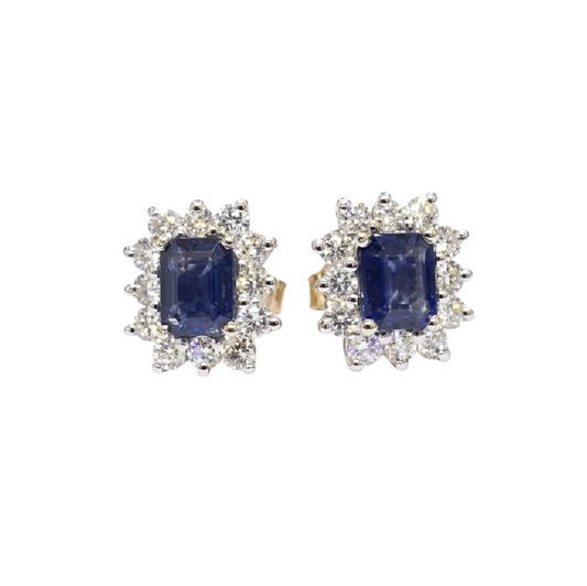 Aretes zafiro y diamantes