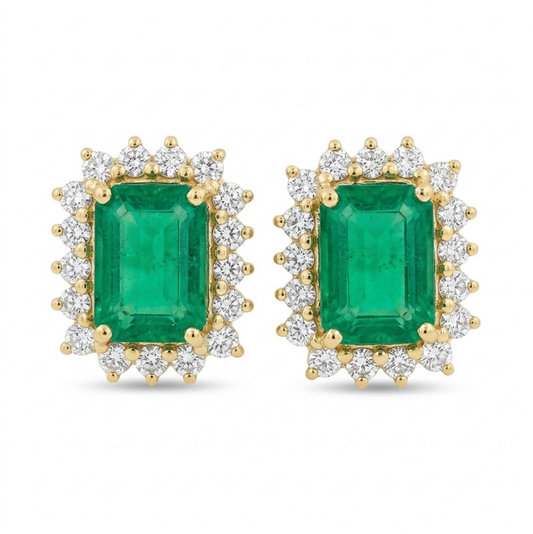 Aretes Esmeraldas y diamantes