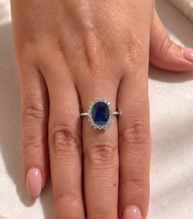 Anillo Zafiro con diamantes