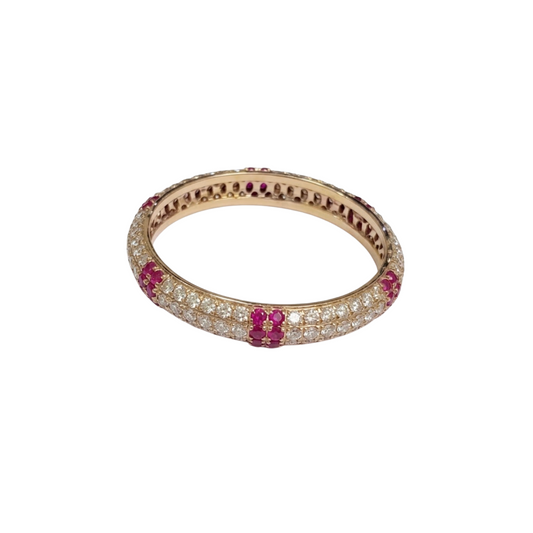 Anillo Pavé rubí y diamantes