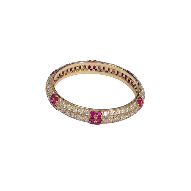 Anillo Pavé rubí y diamantes