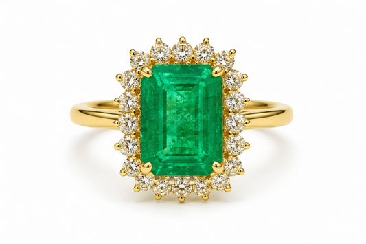 Anillo Esmeraldas y diamantes