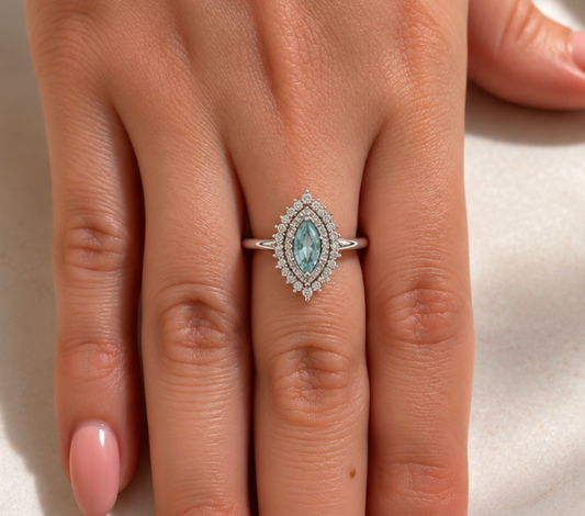 Anillo Marquisse Aguamarina