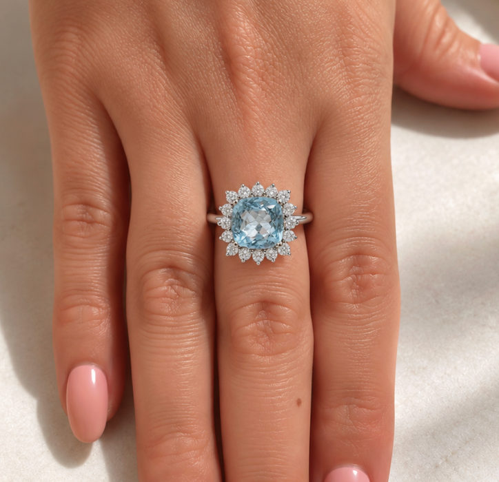 Anillo Aguamarina
