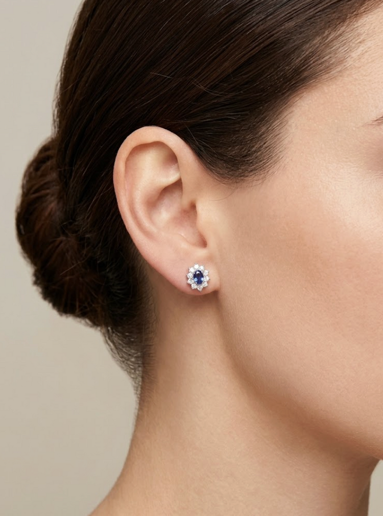 Aretes Zafiro y diamantes