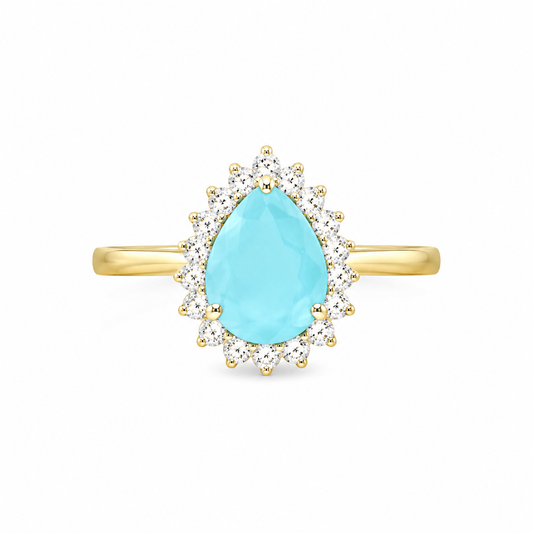 Anillo Paraiba Halo Diamantes