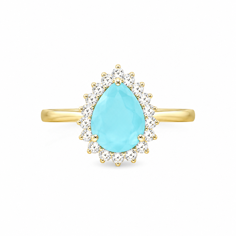 Paraíba Halo Diamond Ring