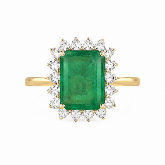 Anillo Esmeralda Halo Diamantes