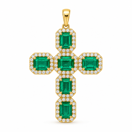 Dije Cruz Esmeralda Diamantes