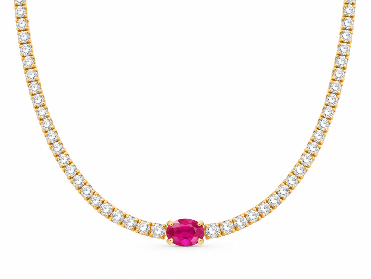 Tennis Necklace Diamantes Rubí