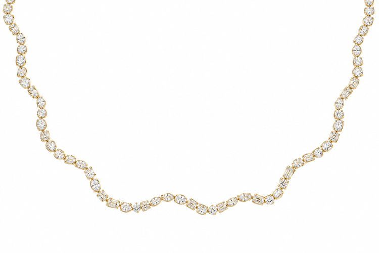 Tennis necklace multishape wavy