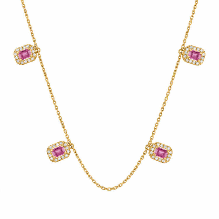 Collar con zafiro rosa y diamantes