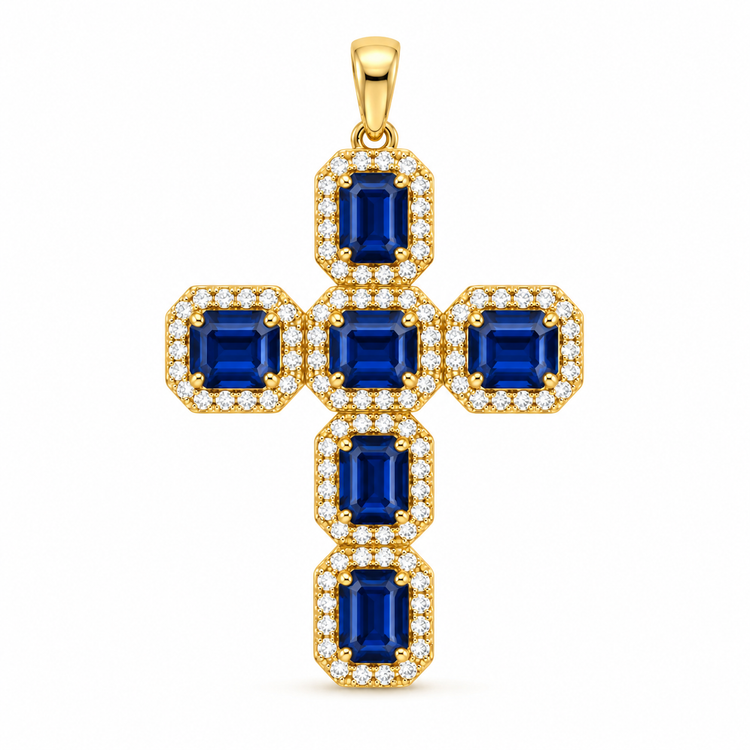 Dije Cruz Zafiro Diamantes