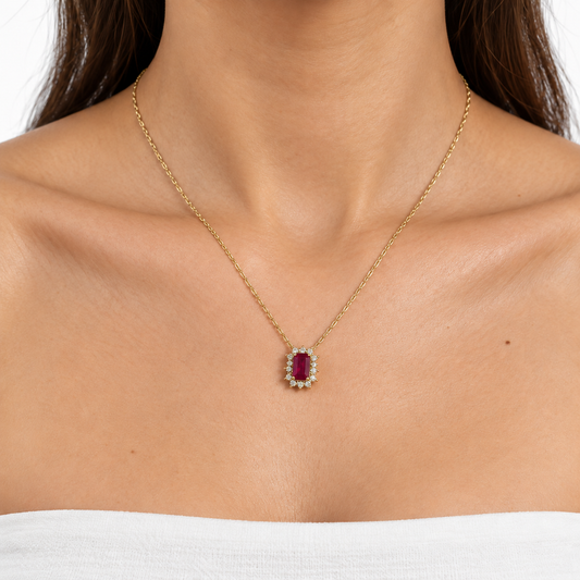 Collar diamante con rubí