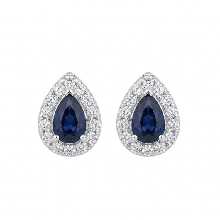 ARETES DE ZAFIRO Y DIAMANTES