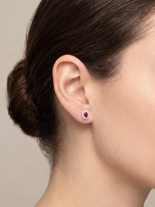 Aretes Rubí y diamantes