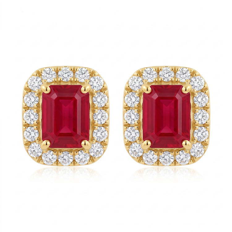 Aretes rubí y diamantes