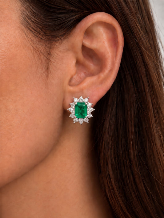 Aretes Esmeralda Diamantes