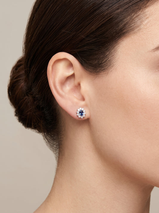 Aretes zafiro y diamantes