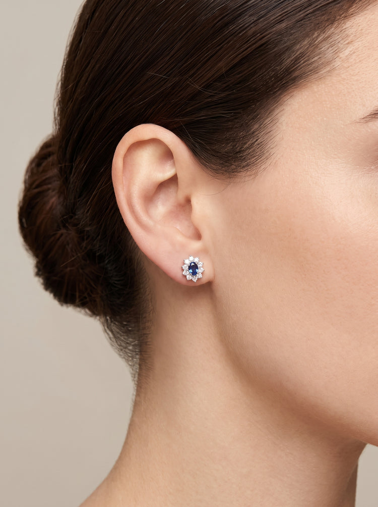 Aretes zafiro y diamantes