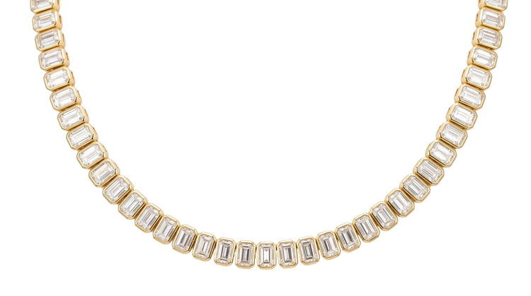 Tennis necklace emeralds bisel