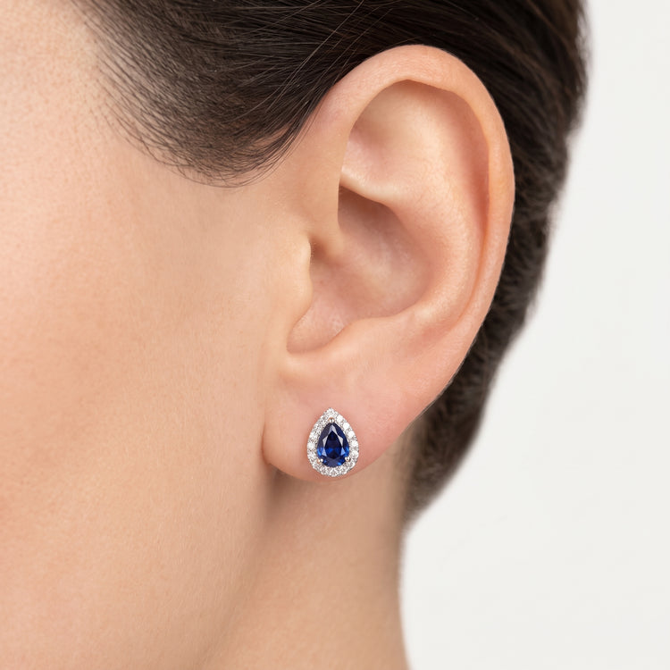 ARETES DE ZAFIRO Y DIAMANTES