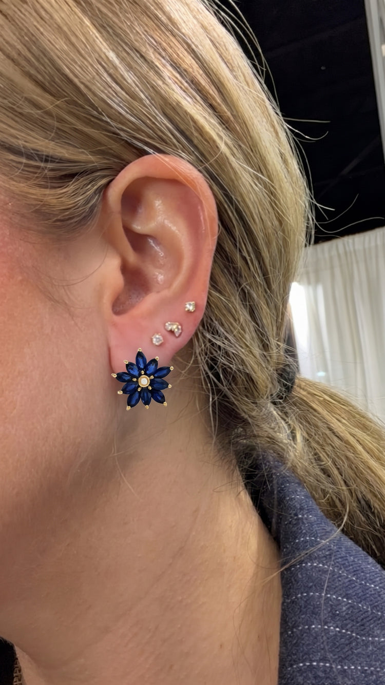 Aretes Flor Zafiros