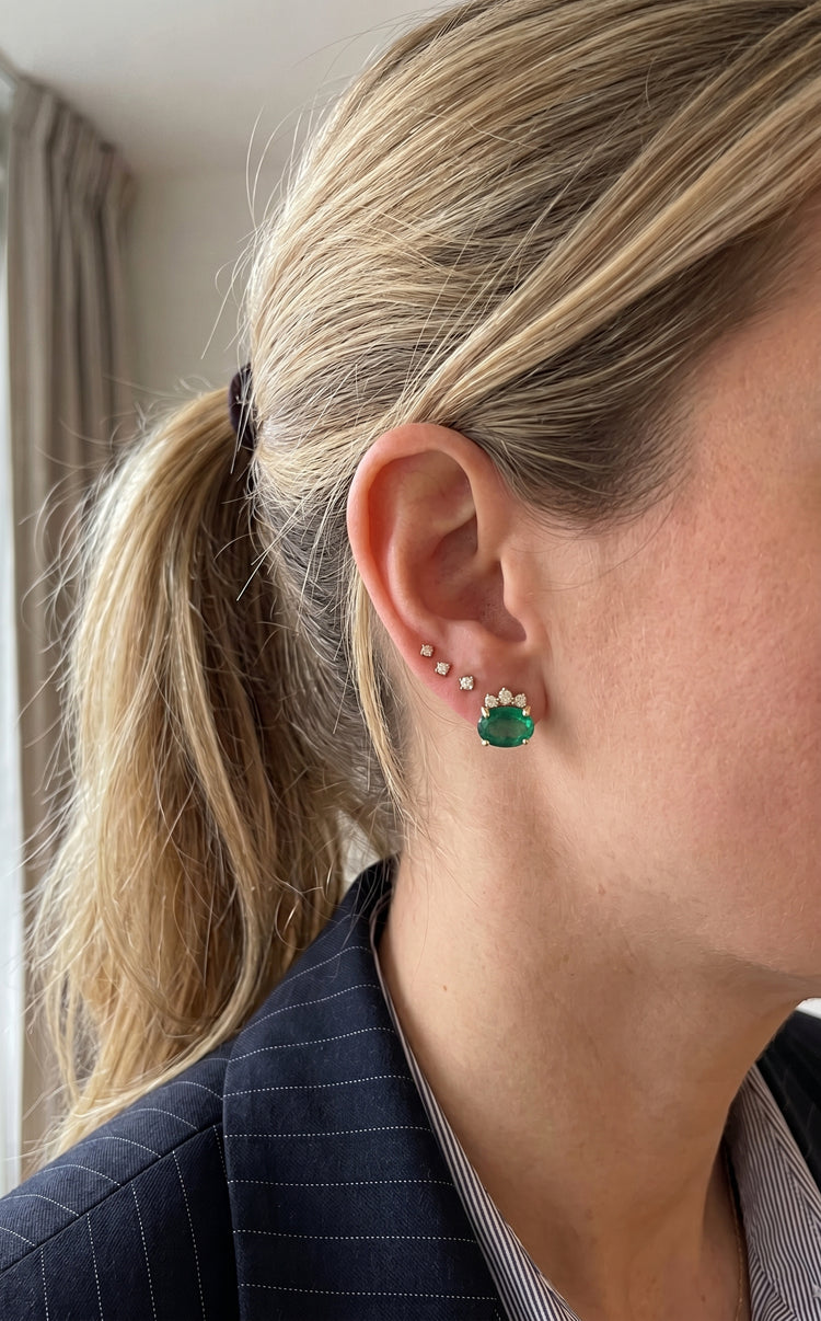 Studs Esmeralda Diamantes